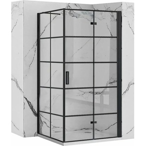 Rea Квадратна душ кабина със сгъваема врата Rea Molier 80x80 черна (5902557357345+5902557357406)