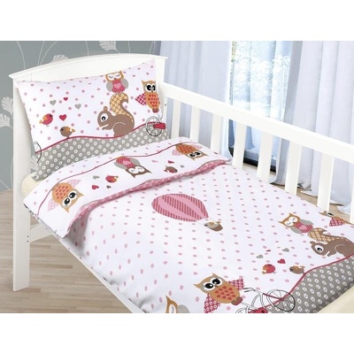 Bellatex obliečky Sovička ružové 100x135 cm 45x60 cm
