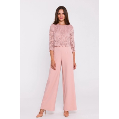 Stylove Woman's Lace detail jumpsuit powder