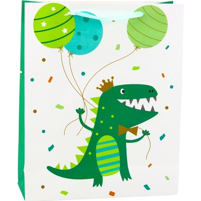 Dárková taška Dinosaurus s balónky 32 x 26 x 10 cm
