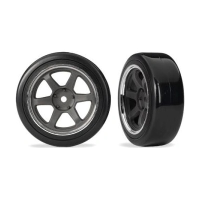 Traxxas колело 1.9", графитно сив диск, гума дрифт мека задна (2)