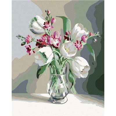 zuty Malování podle čísel Bílé tulipány 80 x 100 cm vypnuté plátno na rám