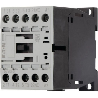 Eaton Контактор EATON DILM12-01(230V50HZ, 240V60HZ), 276865 - 3 полюса, 380 V 400 V 5, 5 kW, 1 NC, 230 V 50 Hz, 240 V 60 Hz, AC работа, Винтови клеми (276865)