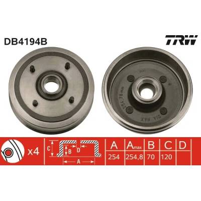 TRW Brzdový buben DB4194B