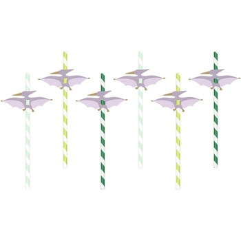 Party Deco Парти Сламки "Птеродактил", 19.5 см, Разноцветни