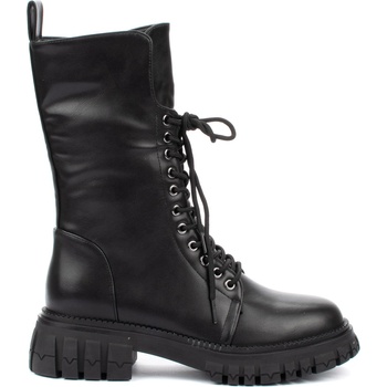 Image 1 of Дамски боти eliza тип кубинки от еко кожа в черен цвят