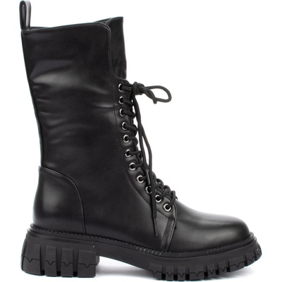 Дамски боти eliza тип кубинки от еко кожа в черен цвят