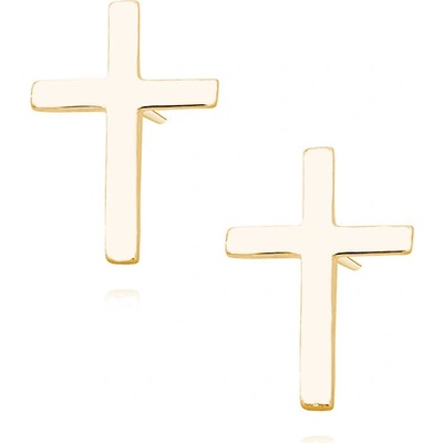 Lunica stříbrné náušnice zlatý křížek 0143