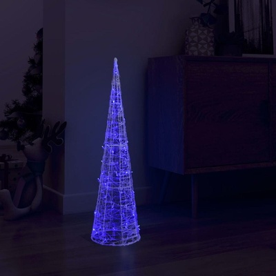 shumee Akrylový dekorativní světelný LED kužel modrý 90 cm
