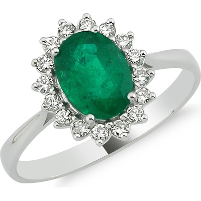 Lillian Vassago Zlatý prsten se smaragdem a diamanty LLV11 SMR5650 02 EMR