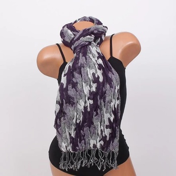 Image 1 of Ефектен дамски шал в лилаво, сиво и бяло