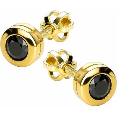 Zlaton Náušnice žluté zlato pecky s kamenem 0.6cm 1.7g N15082500322