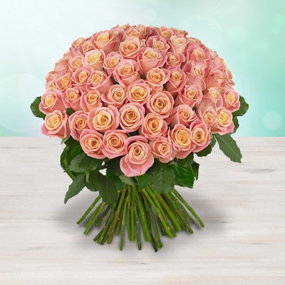 Rozvoz květin: Lososové čerstvé růže - 50cm - cena za 1ks - Rakovník