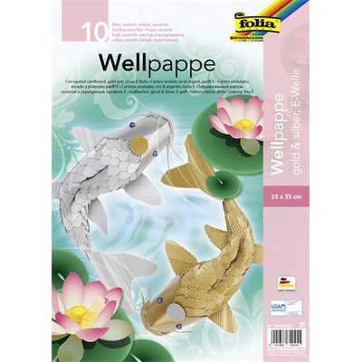 FOLIA Вълнообразен картон, 25x35 cm, 10 листа, FOLIA, смесени златни и сребърни цветове 740460/65 (740460/65)