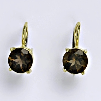 Čištín Zlaté náušnice ,přírodní záhněda, žluté i bílé zlato - NK 1252