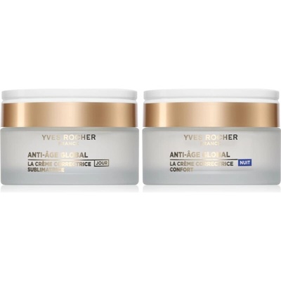 Yves Rocher Anti-Age Global denný revitalizačný krém proti vráskam 50 ml + nočný regeneračný krém proti vráskam 50 ml