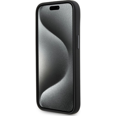 KARL LAGERFELD Гръб Karl Lagerfeld за iPhone 15, Liquid Silicone, Metal Ikonik, Черен (3666339165994)