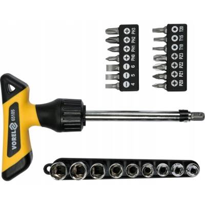 VOREL Šroubovák ERGO ráčnový s nástavci sada 25 ks