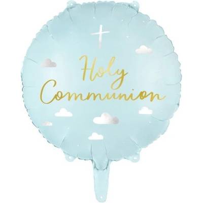 Party Deco Фолиев Балон "Holy Communion", Светло Син, 45см (FB173)