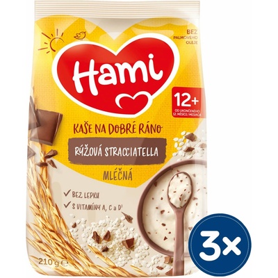 HAMI Kaša mliečna ryžová stracciatella 3 x 210 g