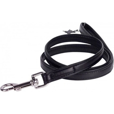 COLLAR Плосък кожен повод 122см, 12мм - черен