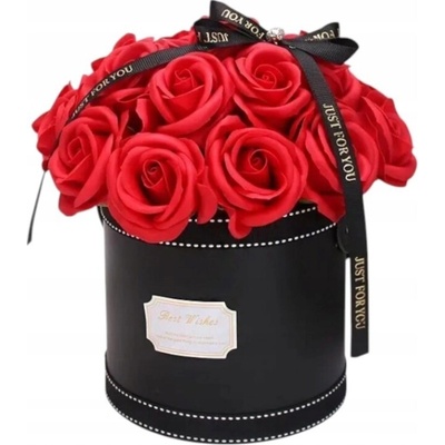 Kytice Ecarla z mýdlových červených růží v krabici 27 cm