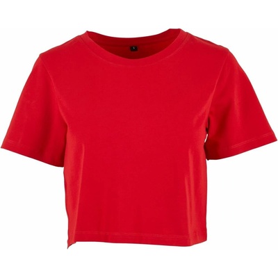 Build Your Brand Dámske crop top tričko s krátkym rukávom Červená