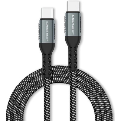 Qoltec 52357 USB 20, USB C vidlice,z obou stran, 1m, černo-bílý