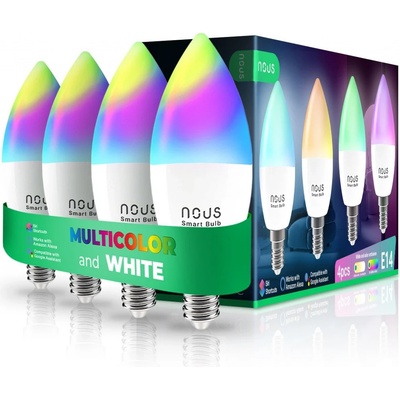 Nous LED Smart sada žárovek 4ks E14 4,5W RGB WiFi Tuya