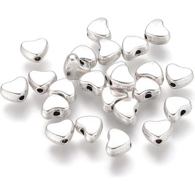 Kovový korálek - stříbrný - srdíčko - 5 x 6 x 3 mm - 1 ks – Zboží Dáma