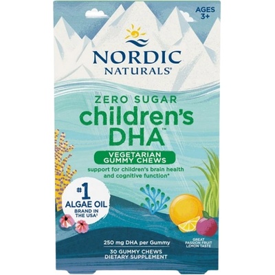 Nordic Naturals Children's DHA Vegetarian Gummy Chews 250 mg [30 желирани бонбони] Лимон с маракуя
