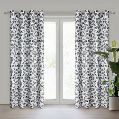 EUROFIRANY ZATEMŇOVACÍ ZÁVĚS NA KROUŽCÍCH KEMI 140X250 CM LISTY