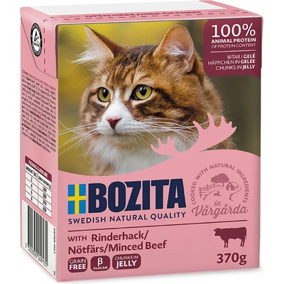 Bozita 24x370г кълцано говеждо Bozita месни хапки желе храна за котки