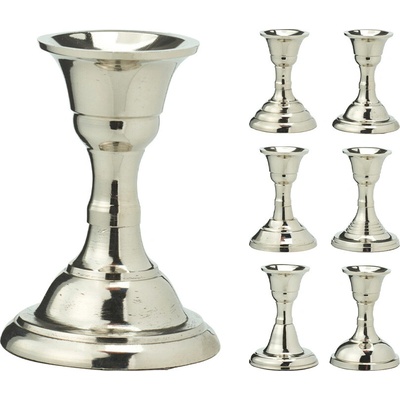 KOOPMAN Kovový svícen 8 cm, stříbrný, mix/1ks