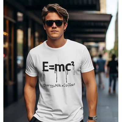 Bullshirt.sk pánske tričko Einstein Coffee biele