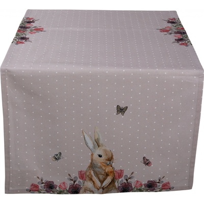Clayre & Eef bavlna běhoun s králíčkem Happy Bunny 50x140 cm