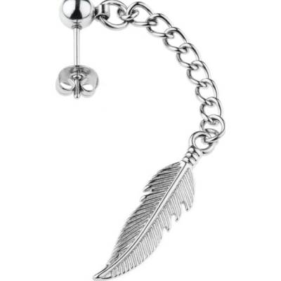 Solla Pluma unisex náušnica zo zliatiny strieborná CH-Z-NA9