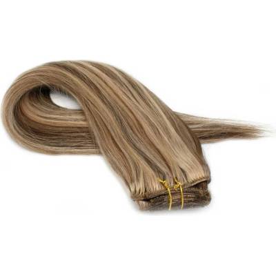 Clip in vlasy 30cm Remy pravé lidské 100g - tmavý melír