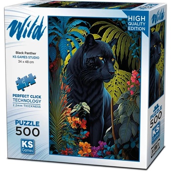 KS Games Пъзел KS Games от 500 части - Черна пантера в тропиците (20071)