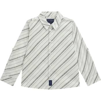 GUESS Бяла риза с дълъг ръкав с райета и надписи за мини момче Guess