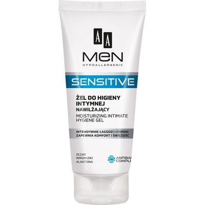 AA Cosmetics Men Sensitive gel pro intimní hygienu s hydratačním účinkem (HydraRetention System, Allantoin, Antibacterial Complex) 200 ml