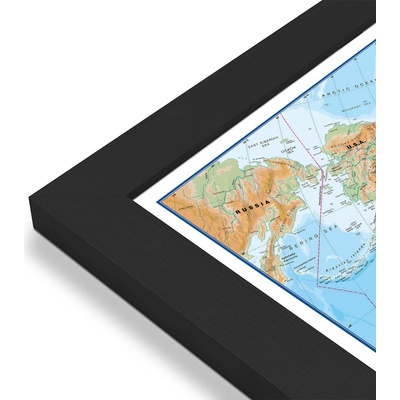 Maps International Svět - nástěnná fyzická mapa 135 x 85 cm Varianta: mapa v dřevěném rámu, Provedení: Pegi černý
