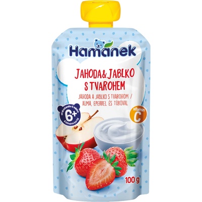 Hamánek vrecko jahoda a jablko s tvarohom 100 g