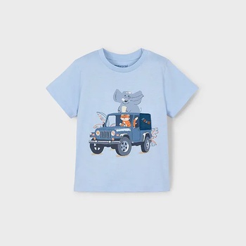 MAYORAL Тениска къс ръкав кола с животни в небесносин цвят за мини момче Майорал