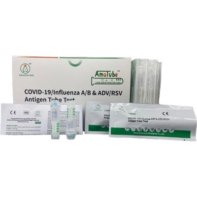 AmaTube Antigenní výtěrový test 5v1 Covid-19/Flu A+B/ADV/RSV 1 ks – Zboží Dáma