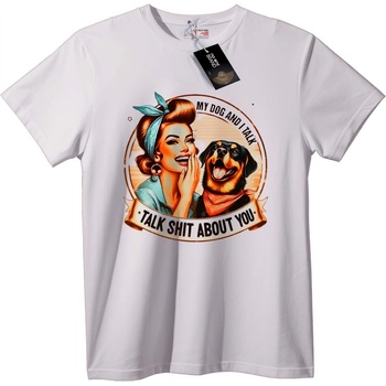 NOONEBRAND Тениска Моето куче и аз приказваме зад гърба ти - 2XL, White