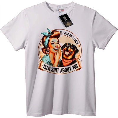 NOONEBRAND Тениска Моето куче и аз приказваме зад гърба ти - 2XL, White