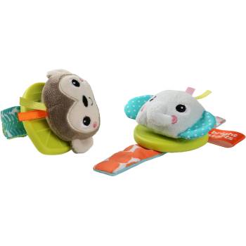 Bright Starts Дрънкалка за ръка Bright Starts - Wrist Pals Toy, Маймунка и слон (12092)