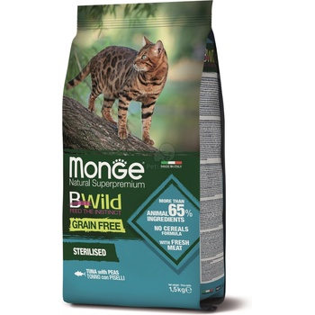 Monge BWild Grain Free Sterilised суха храна за котки - риба тон, грах 1, 5 кг