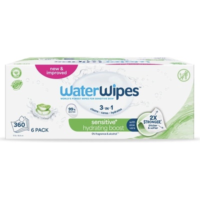 WaterWipes Hydrating Clean osviežujúce vlhčené obrúsky 6 x 60 ks